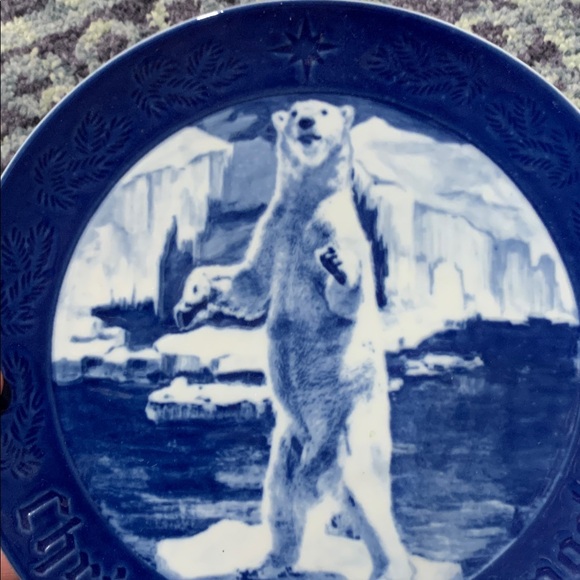 1970 First Edition Marmot Christmas Plate blue and white Denmark made - Picture 3 of 6